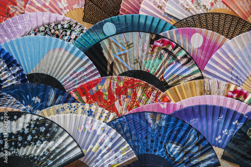 Colourful fans on display at teapot lane;Kyoto japan photo