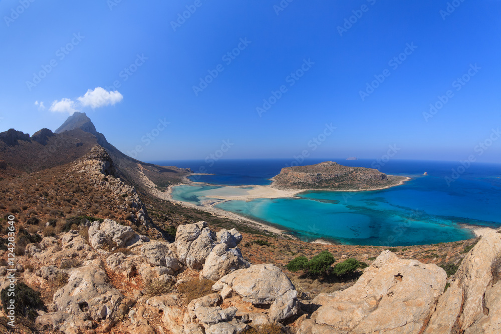 Balos Lagoon and Gramvousa Island in Hania, Crete. Balos Lagoon and Gramvousa Island in Hania, Crete.