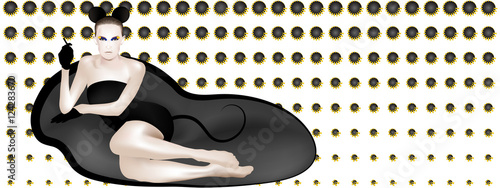 Seductive Mouse Girl on settee with a cigarette