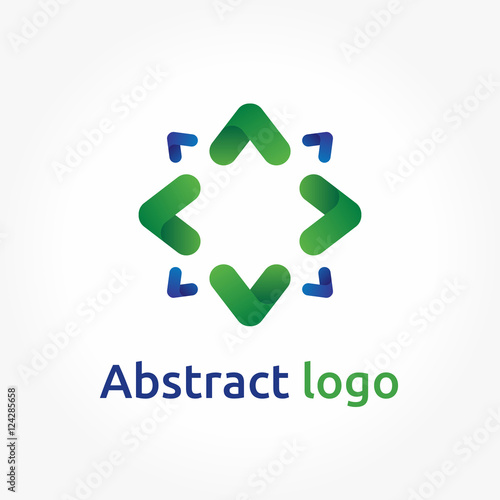 Abstract arrows, eco theme logo template, direction icon. Design element for brand design, company branding, corporate style, identity, logotype. Colorful vector illustration, modern gradient style photo