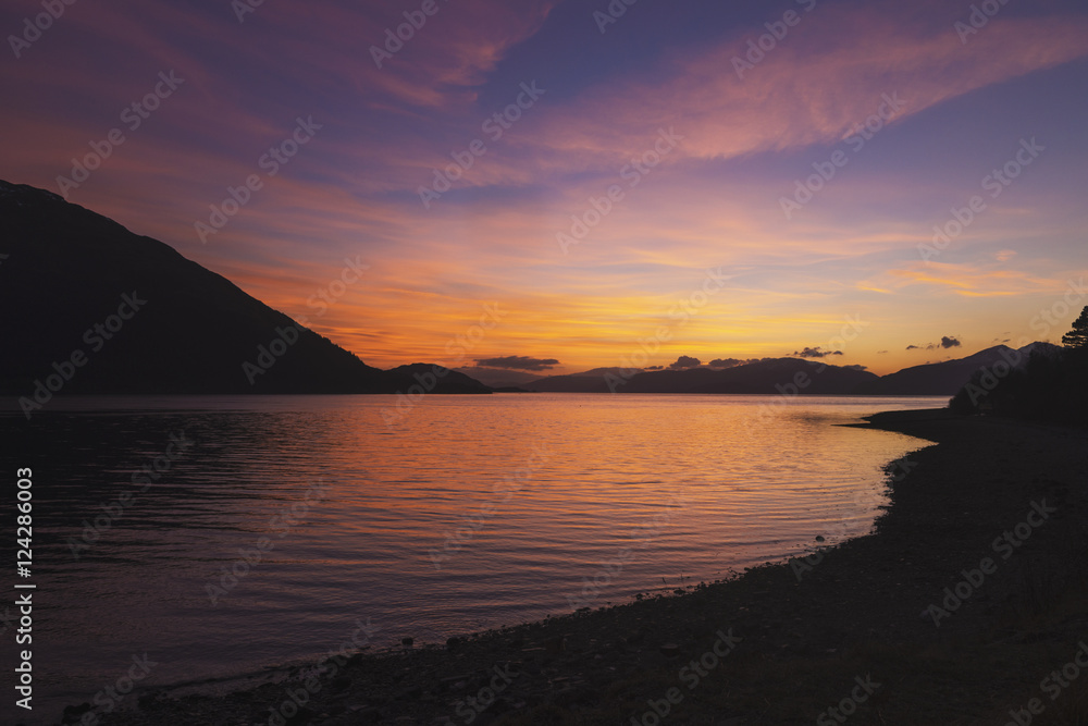 Loch Linnhe at dusk from Onich; Scotland Loch Linnhe at dusk from Onich; Scotland