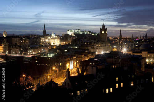 Cityscape of Edinburgh at night