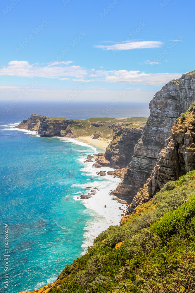 Veggklistremerke Aerial view of the Cape of Good Hope and Dias Beach from  the hith overlook of Cape Point | Europosters
