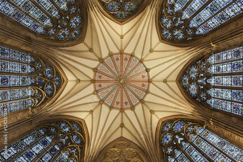 Architectural detail of York Minster ceiling, York, Yorkshire, England photo