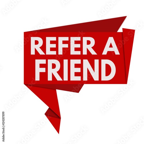 Refer a friend red origami speech bubble