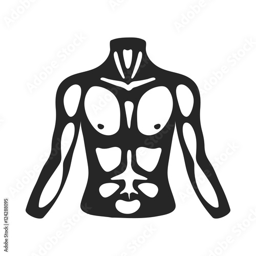 Chest icon in black style isolated on white background. Part of body symbol stock vector illustration.
