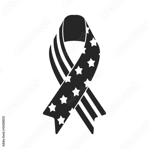 Patriotic ribbon icon in black style isolated on white background. Patriot day symbol stock vector illustration.