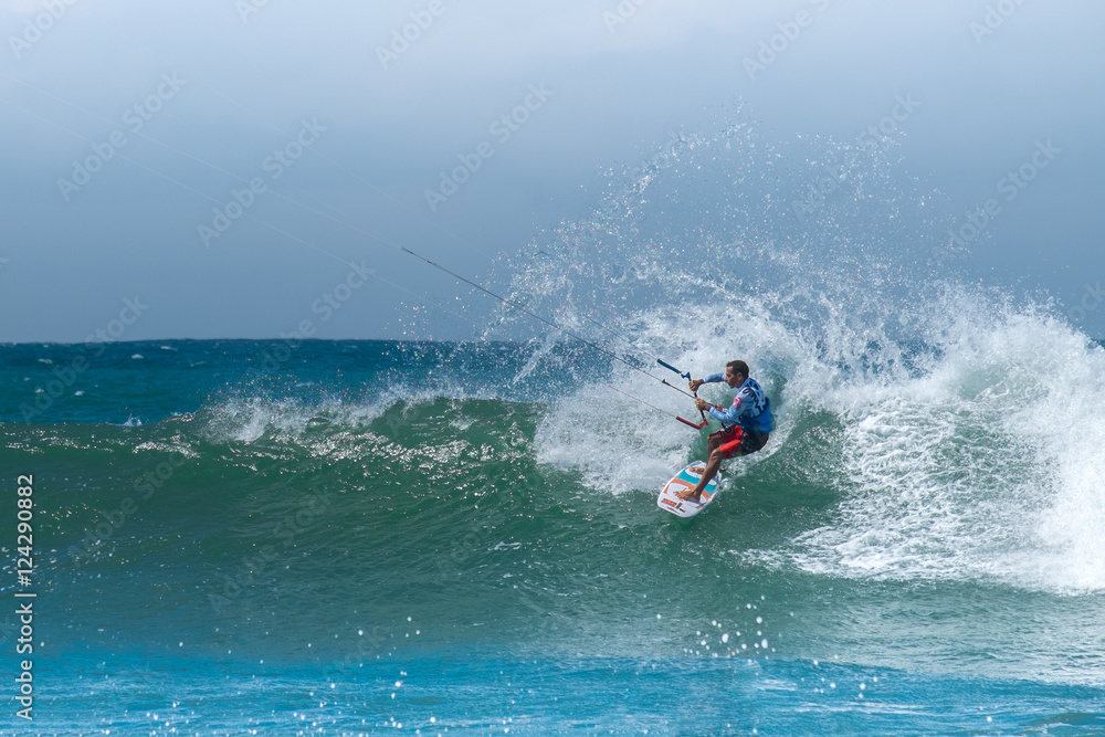 Amazing kite surfing at Philippines. Processional instructor surfing in ocean waives Amazing kite surfing at Philippines. Processional instructor surfing in ocean waives