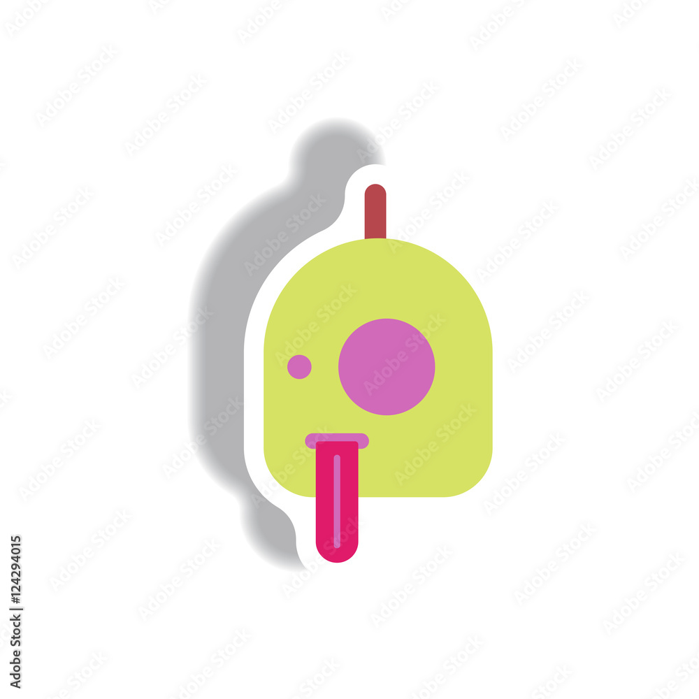 Obraz premium Vector illustration paper sticker Halloween icon pumpkin and tongue