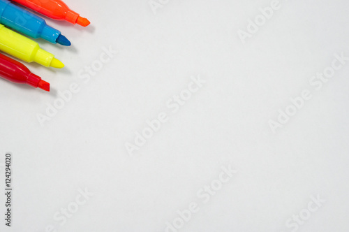 Colorful Highlighters on white background