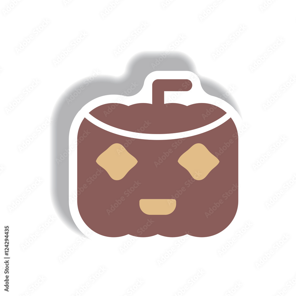 Vector illustration paper sticker Halloween icon pumpkin Vector illustration paper sticker Halloween icon pumpkin