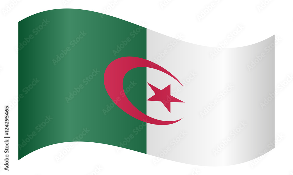 Flag of Algeria waving on white background Flag of Algeria waving on white background