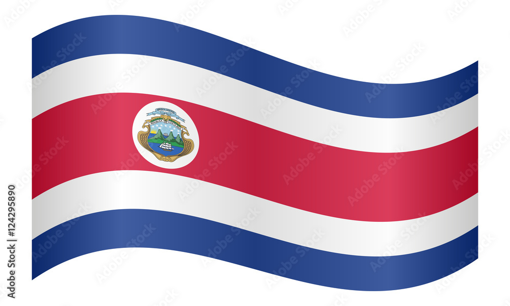 Flag of Costa Rica waving on white background Flag of Costa Rica waving on white background