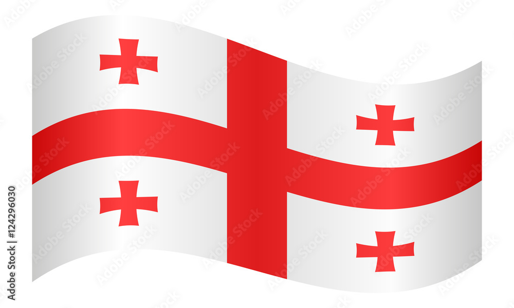 Flag of Georgia waving on white background