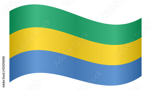 Flag of Gabon waving on white background