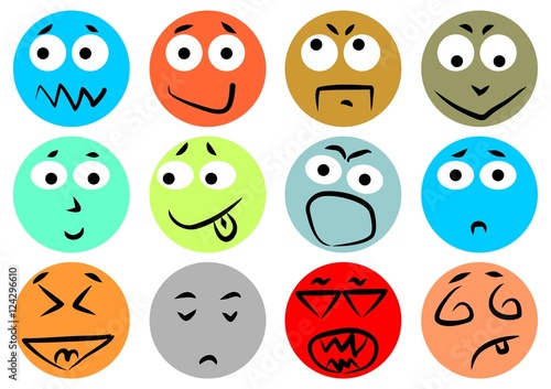 Multicolored rounded emoticons