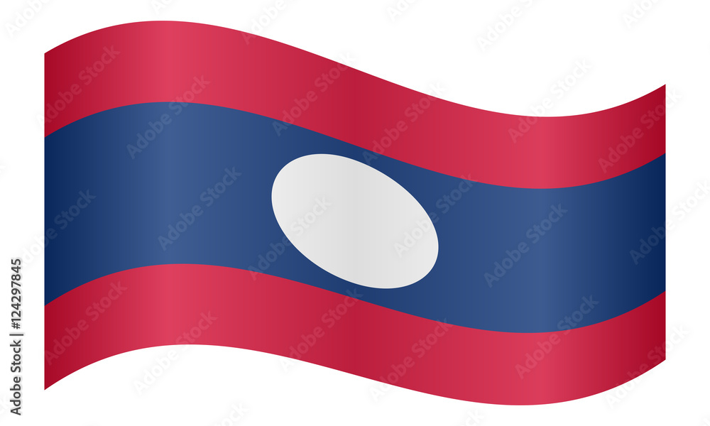 Flag of Laos waving on white background Stock Vector | Adobe Stock