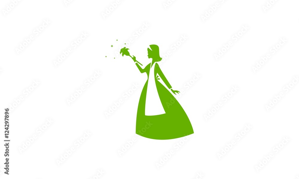 Madam Cleaning Broom Logo Icon Madam Cleaning Broom Logo Icon