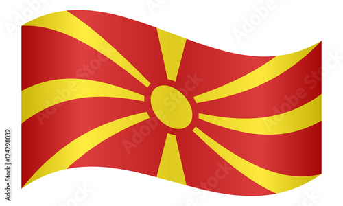 Flag of Macedonia waving on white background