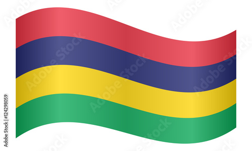 Flag of Mauritius waving on white background