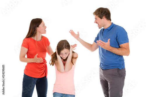 Parent Quarreling On White Background