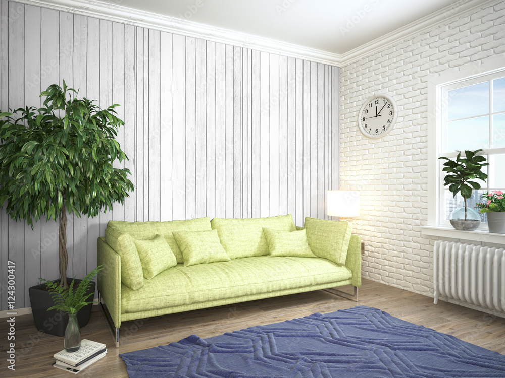 Fototapeta premium Modern bright interior . 3D rendering