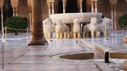 Water fountains inside the 'Alhambra', the 'court of lions', Spain.