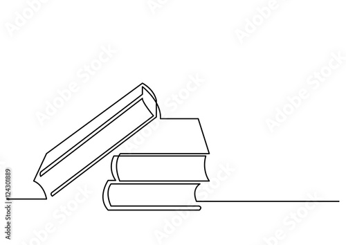 continuous line drawing of books
