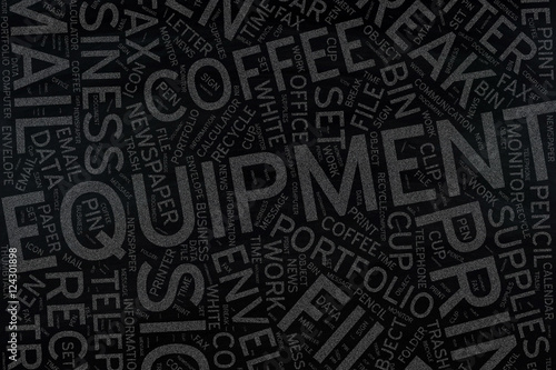 equipment ,Word cloud art on blackboard © meen_na