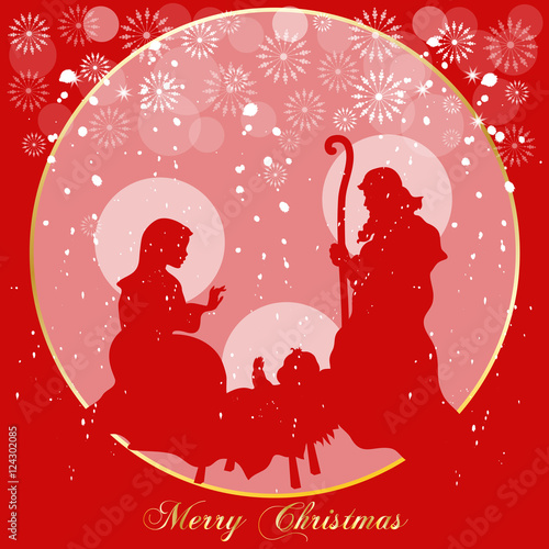 Nativity on Red Background