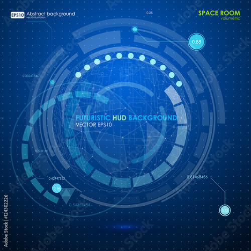 Abstract Futuristic blue virtual graphic touch interface HUD. Connection structure. Vector science background. Abstract blue background. Vector illustration.