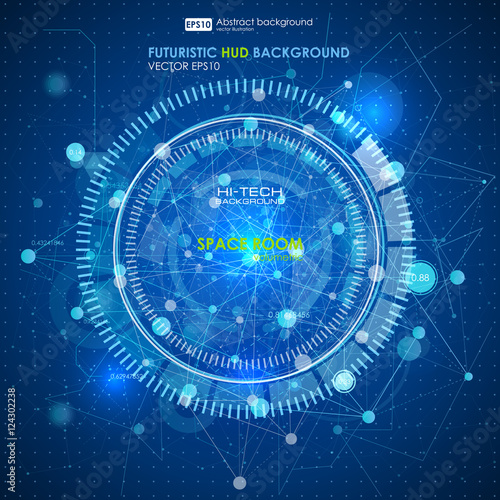 Abstract Futuristic blue virtual graphic touch interface HUD. Connection structure. Vector science background. Abstract blue background. Vector illustration.