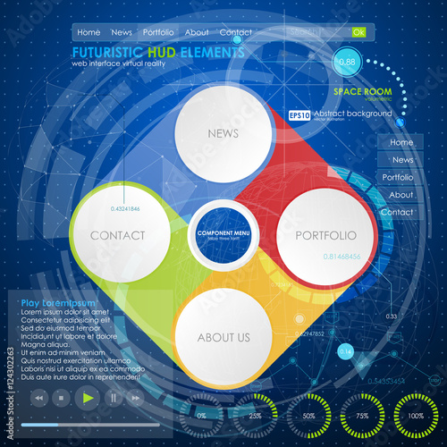 Wallpaper Mural Business concept with 4 options, parts, steps or processes HUD. Template for diagram, graph, presentation and chart. Web design. One two three four - vector paper progress steps for business Torontodigital.ca