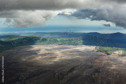 Caldera volcano Maly Semyachik. Kronotsky Nature Reserve on Kamchatka Peninsula.