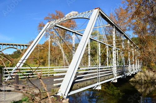 Walking bridge over river in Cuyahoga Valley National Park 