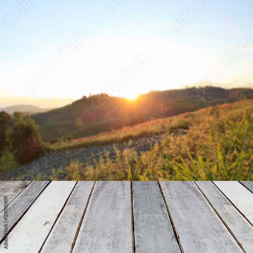 Empty table on sunset