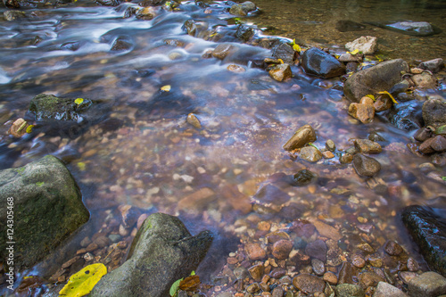 Fototapeta Naklejka Na Ścianę i Meble -  Background Picture of water flows through rocky path of a stream