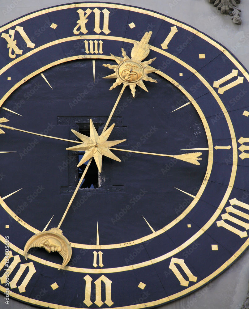 details of landmark zytglogge clock in Bern, Switzerland