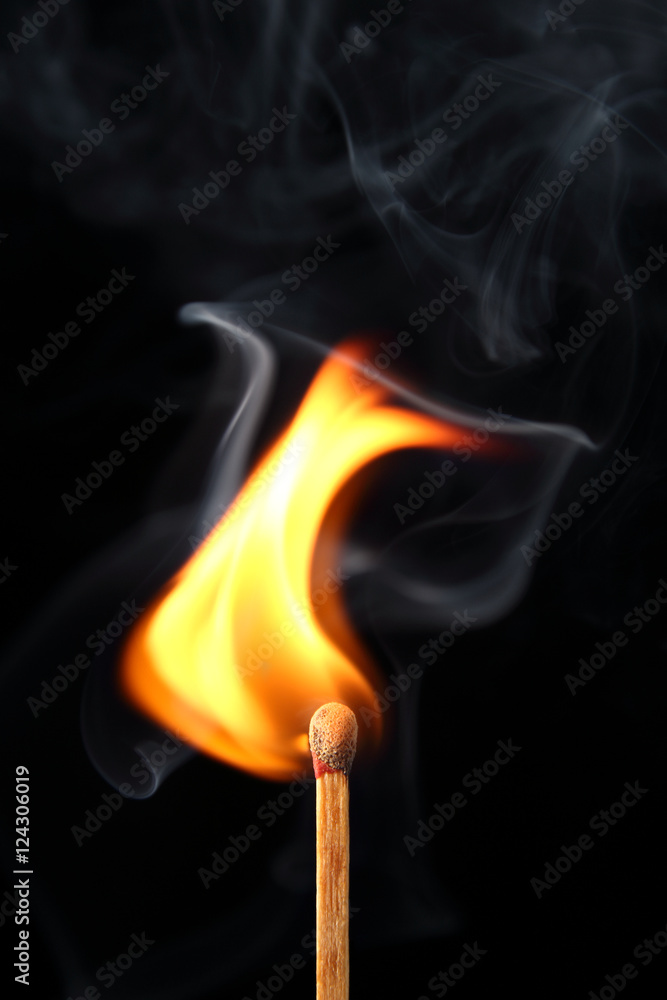 the beginning of working life / burning matchstick with smoke