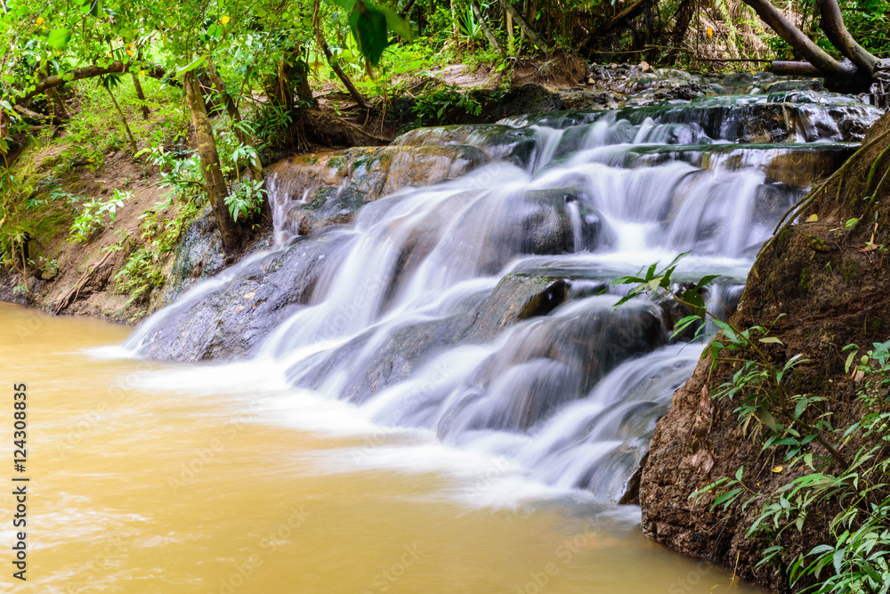 Fototapeta premium Hot spring waterfall at Krabi in Thailand