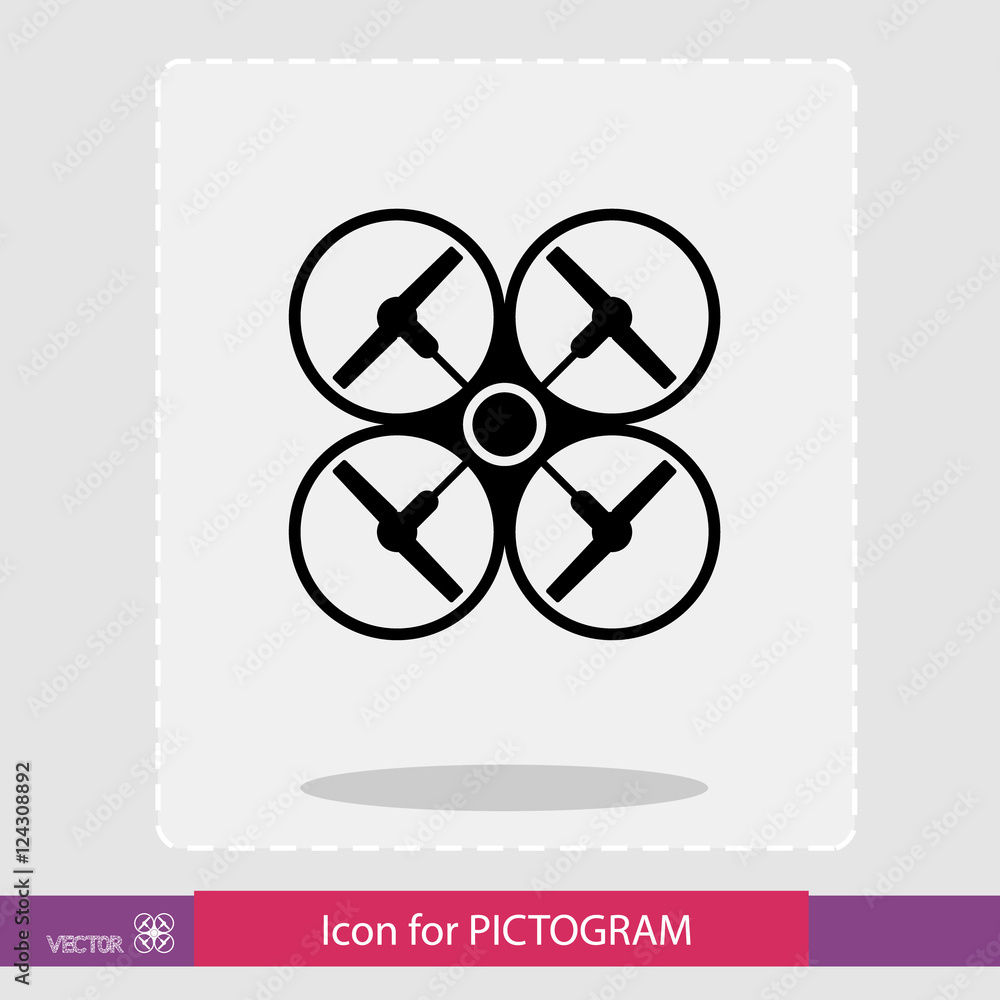 Quadrocopters (drone), top view. Sticker pictograms. eps8