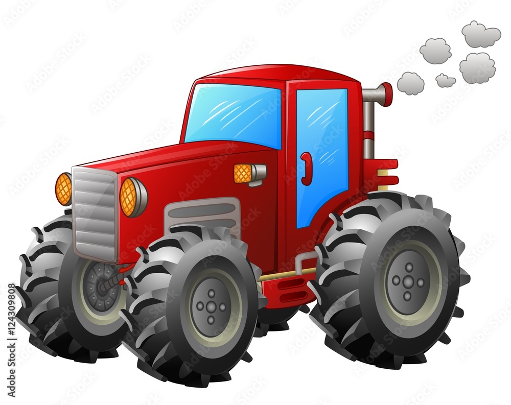 Obraz premium Red tractor on white backround