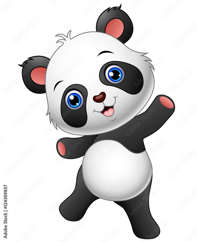 Fototapeta premium Cartoon panda presenting