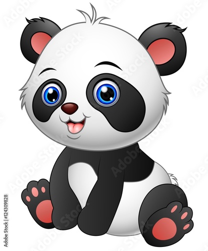 Cute baby panda sitting Stock Vector | Adobe Stock