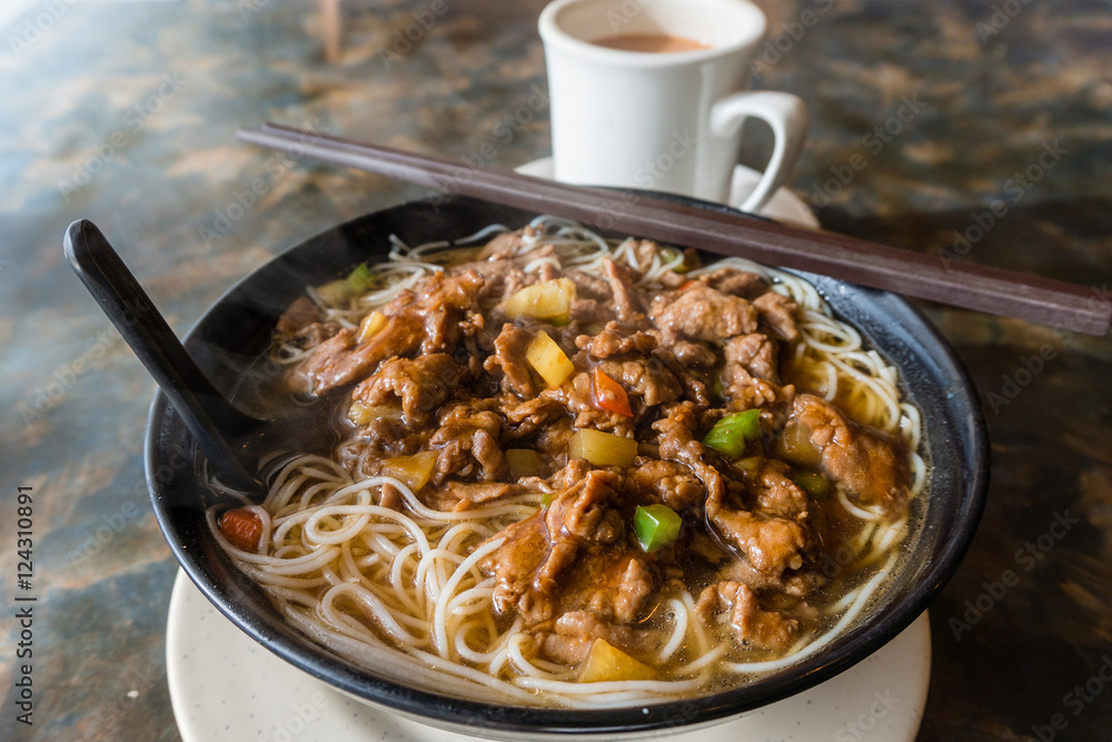 Hong Kong Cafe Style Satay Beef Rice Noodles Stock Photo Adobe Stock