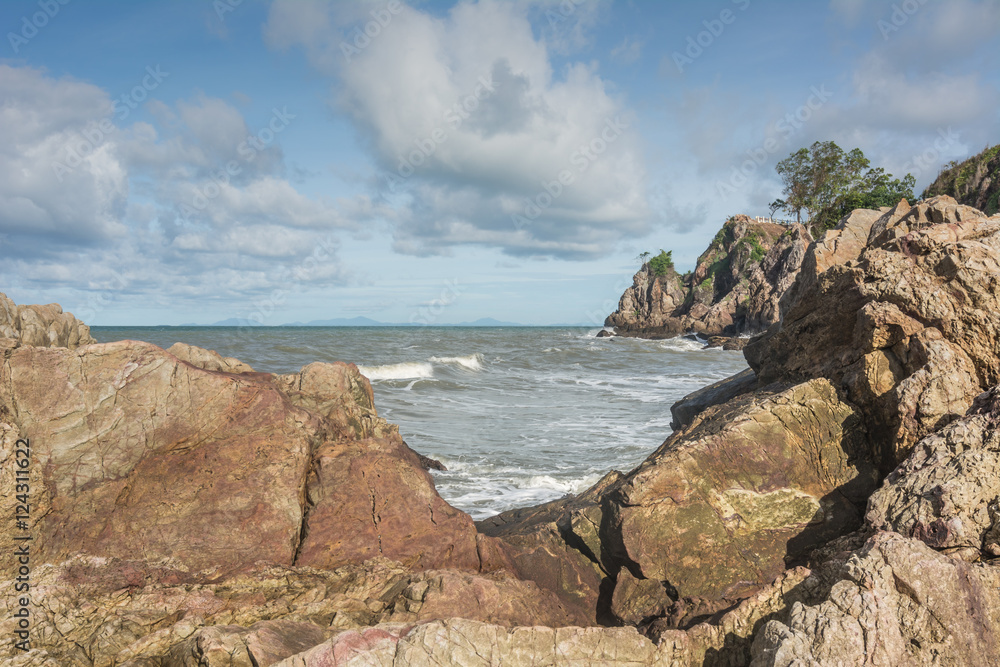 The beautiful seaside rocks at Kung Wiman,  Chanthaburi,  Thailand. 