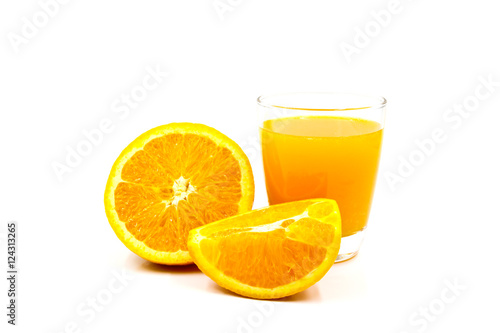 Fresh orange juice isolated on white background