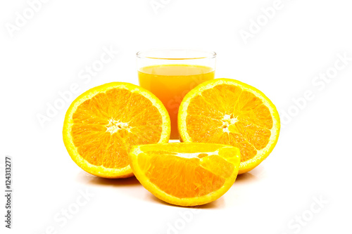 Fresh orange juice isolated on white background