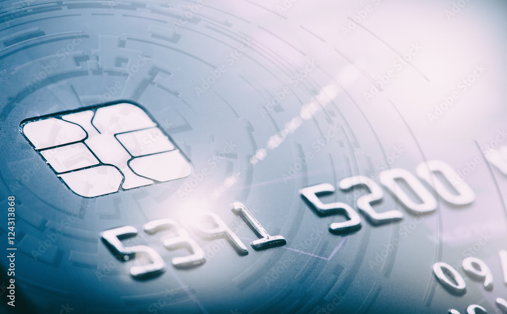 Credit or debit payment card. Macro shot credit card with euro banknotes. Credit or debit payment card. Macro shot credit card with euro banknotes.