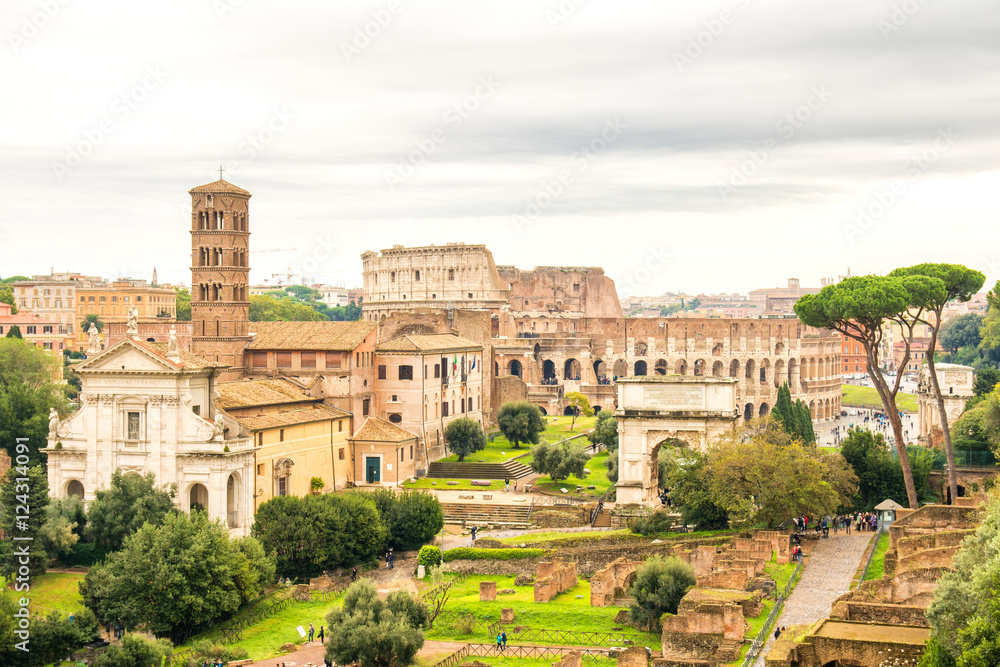 ruins of roman empire in rome, italy